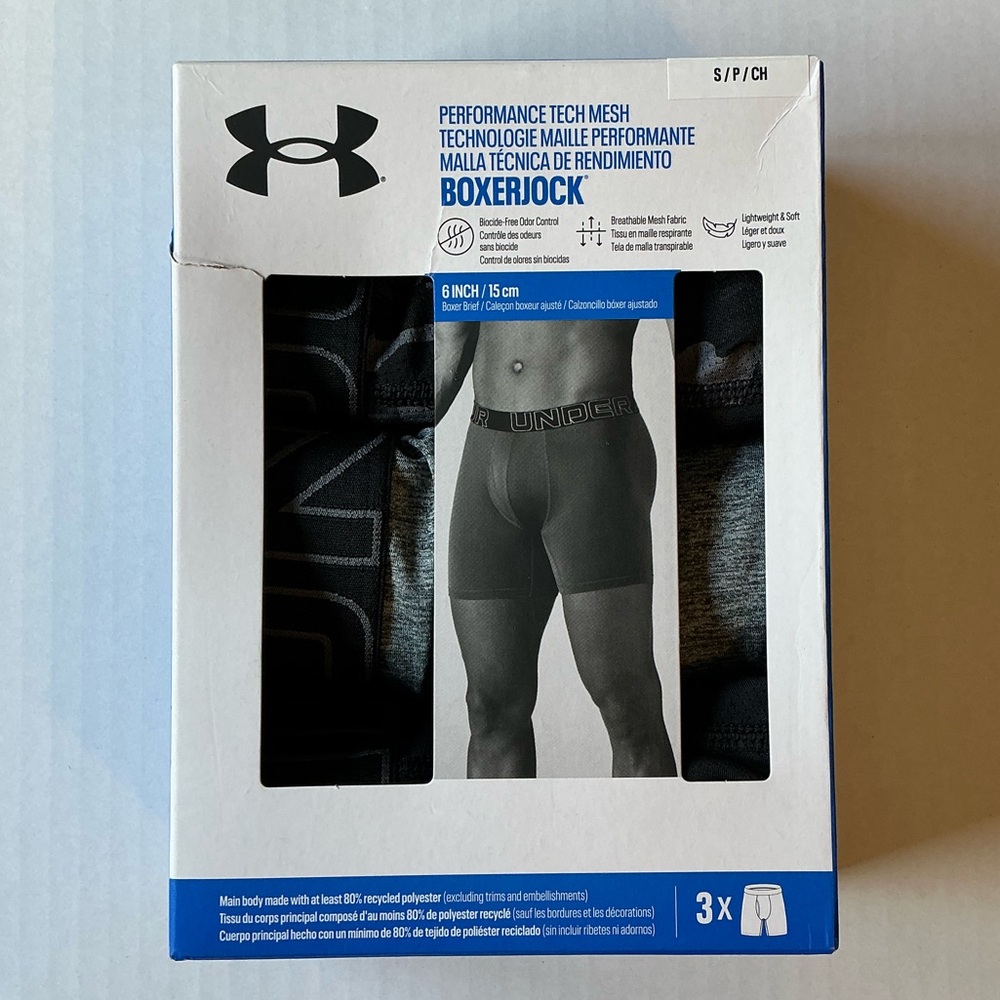 Under Armour Men's Black Boxer Briefs 3 Pack Small